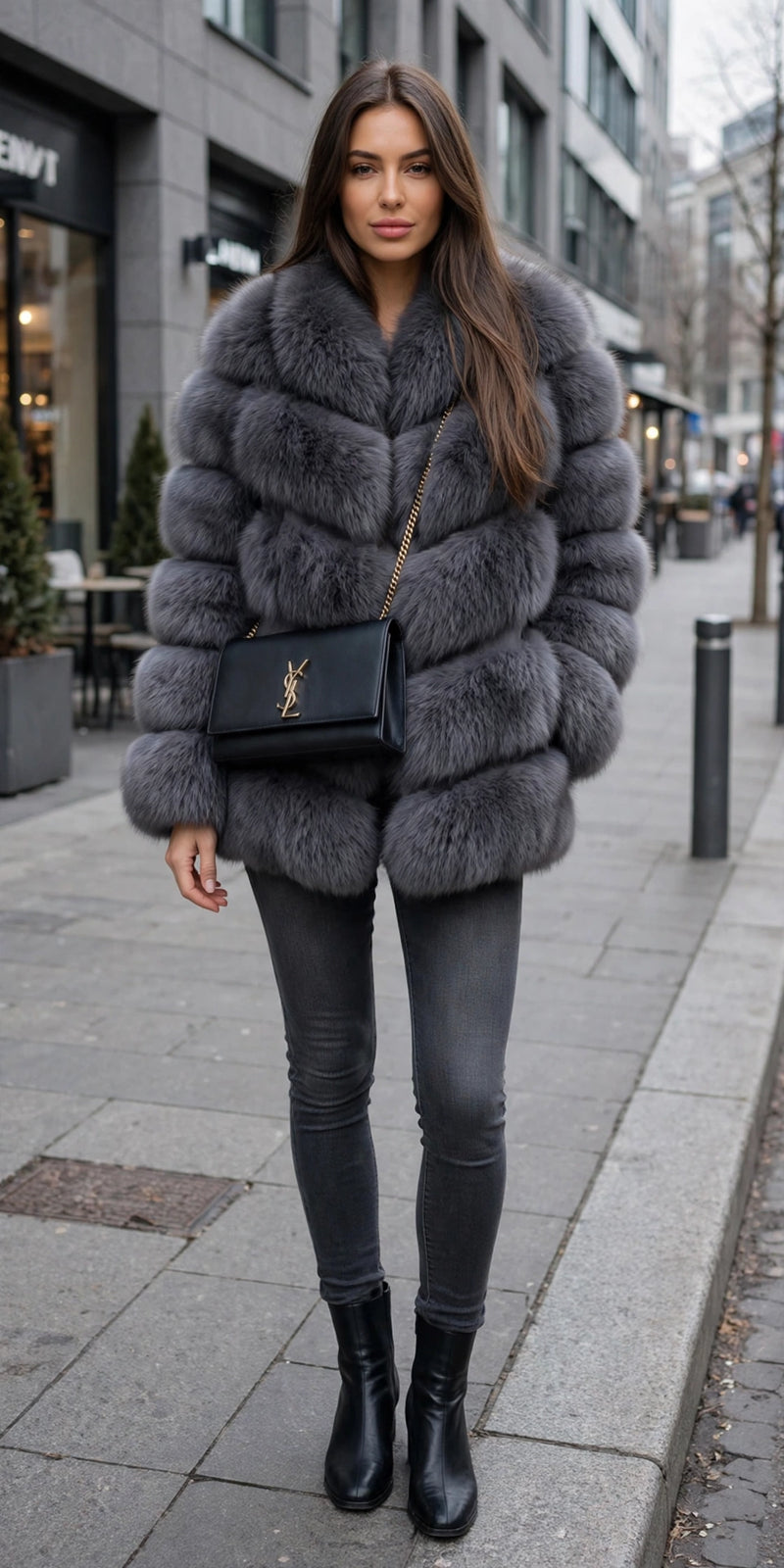 Veste Courte en Fourrure Véritable