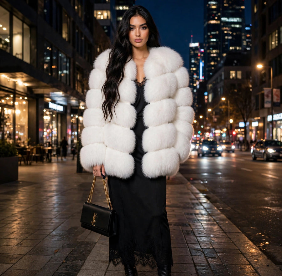 Veste Courte en Fourrure Véritable
