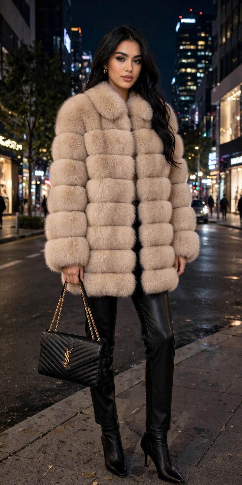Veste Courte en Fourrure Véritable