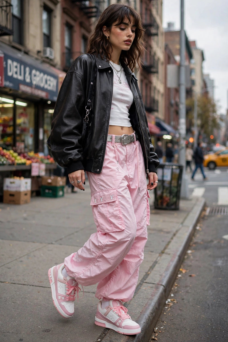 pink white sneakers