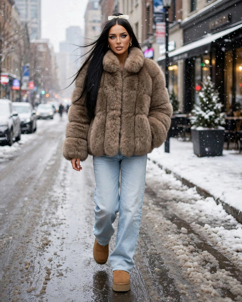 STRAIGHT ROWS LONG COAT TAUPE